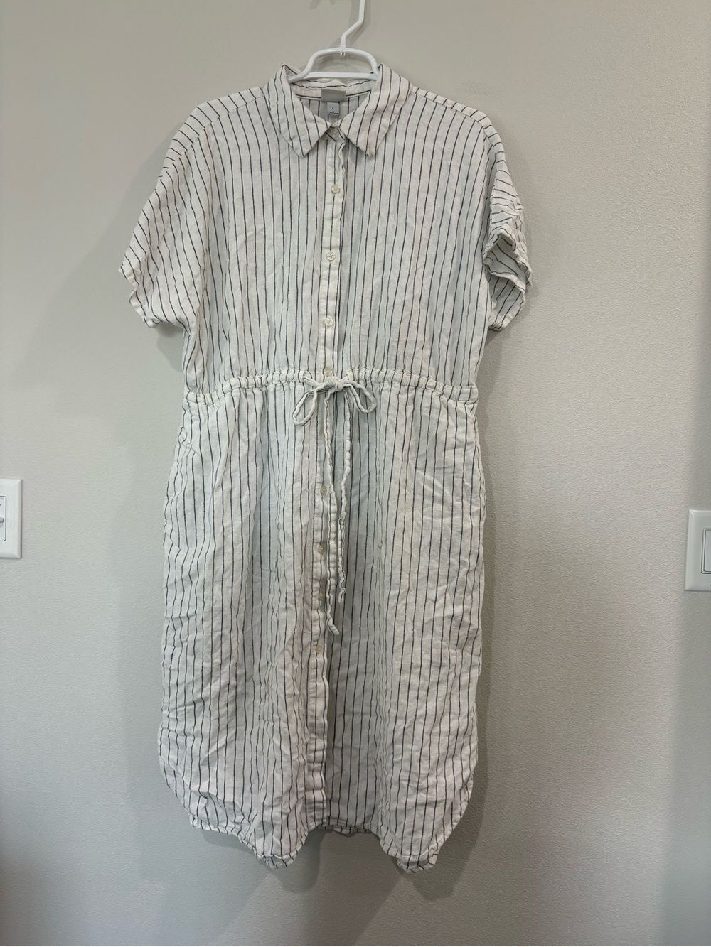 a new day White and Black Striped Midi Shirt Dress